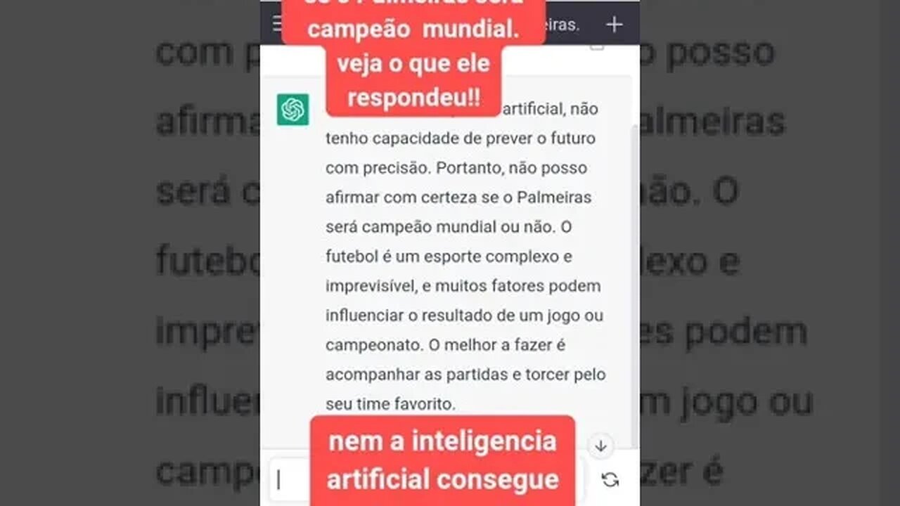 Palmeiras campeão mundial? chatgpt