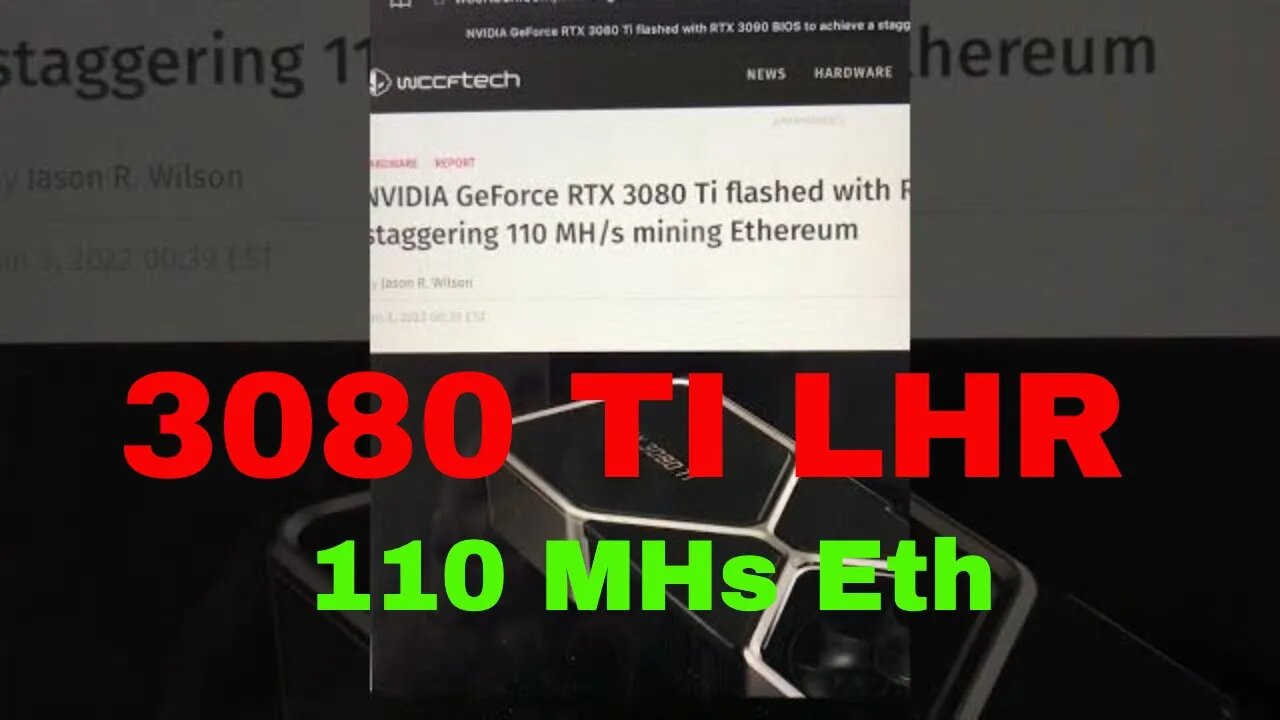 NVIDIA GeForce RTX 3080 Ti 110 MH/s mining Ethereum #Shorts