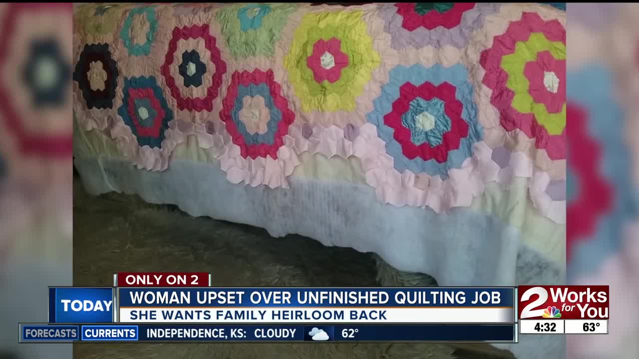 Unfinished hand-quilting job: Woman wants heirloom back