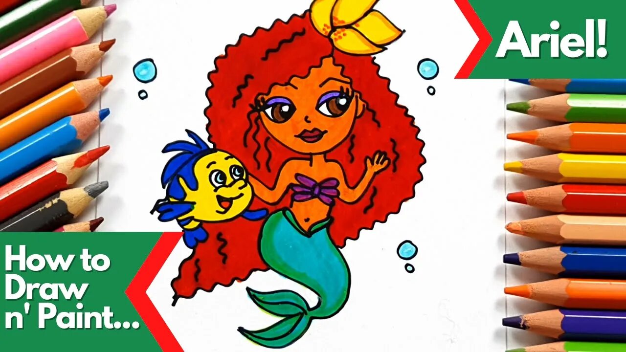 How to draw and paint Ariel The Little Mermaid