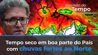 Tempo seco em boa parte do País com chuvas fortes ao Norte. Temperaturas ainda baixas no Sul