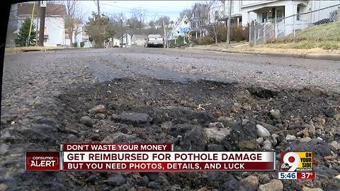 See how you can get reimbursed for pothole damage