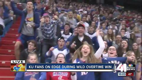 Lawrence fans celebrate KU's Elite 8 win