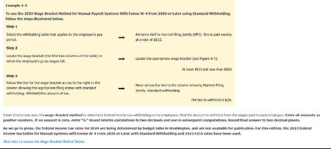 Eaton Enterprises uses the wage-bracket method to determine federal income tax withholding