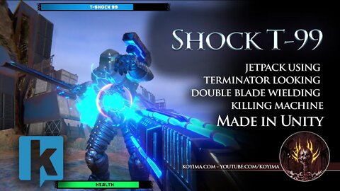 Shock T-99 - A jetpack using terminator looking double blade wielding killing machine