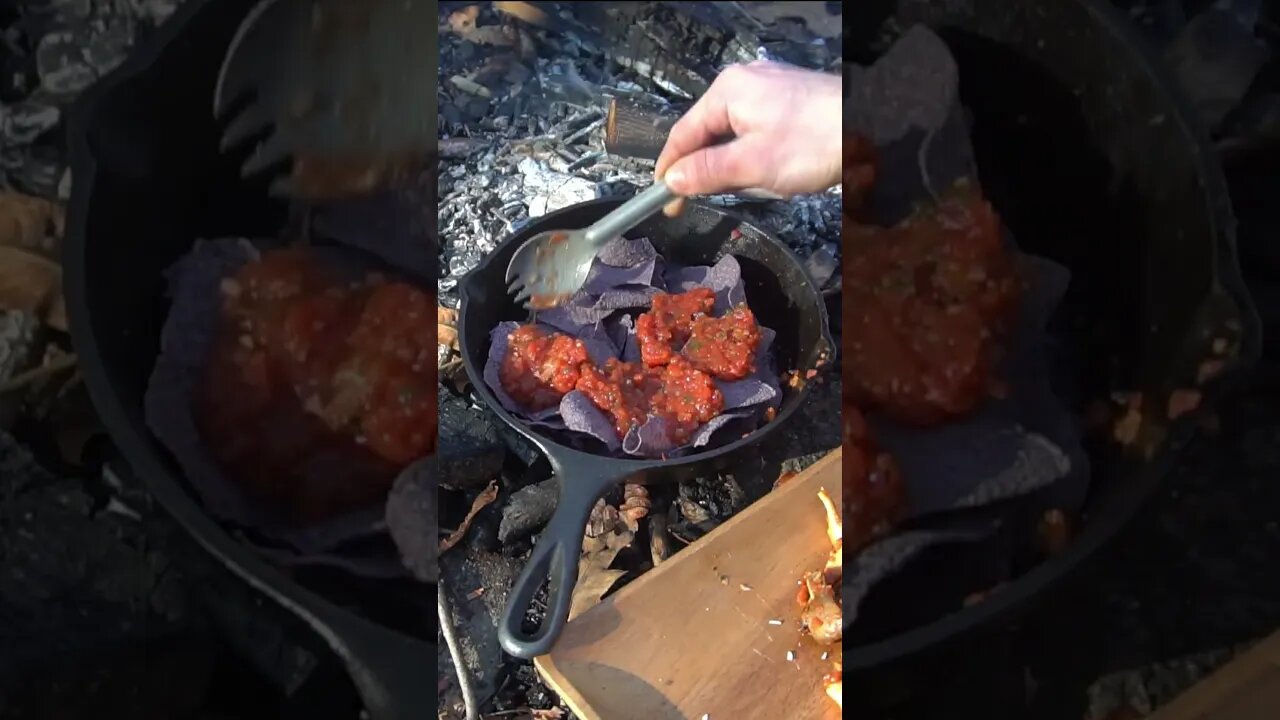 Campfire Nachos with Foraged Mushrooms!