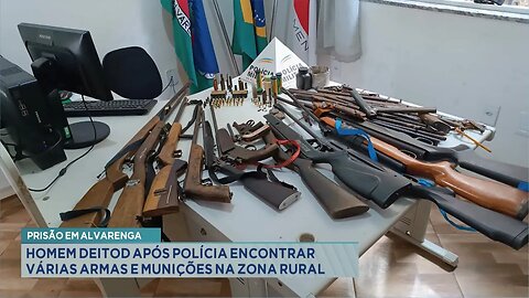 Prisão em Alvarenga: Homem detido após polícia encontrar várias armas e munições na zona rural.