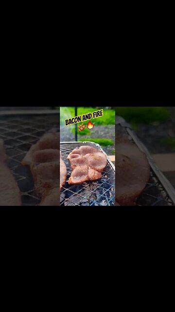 Bacon and Fire 🥓🔥 #camperlife #bacon #baconandfire #campfire #meredithfarm #baconforlife