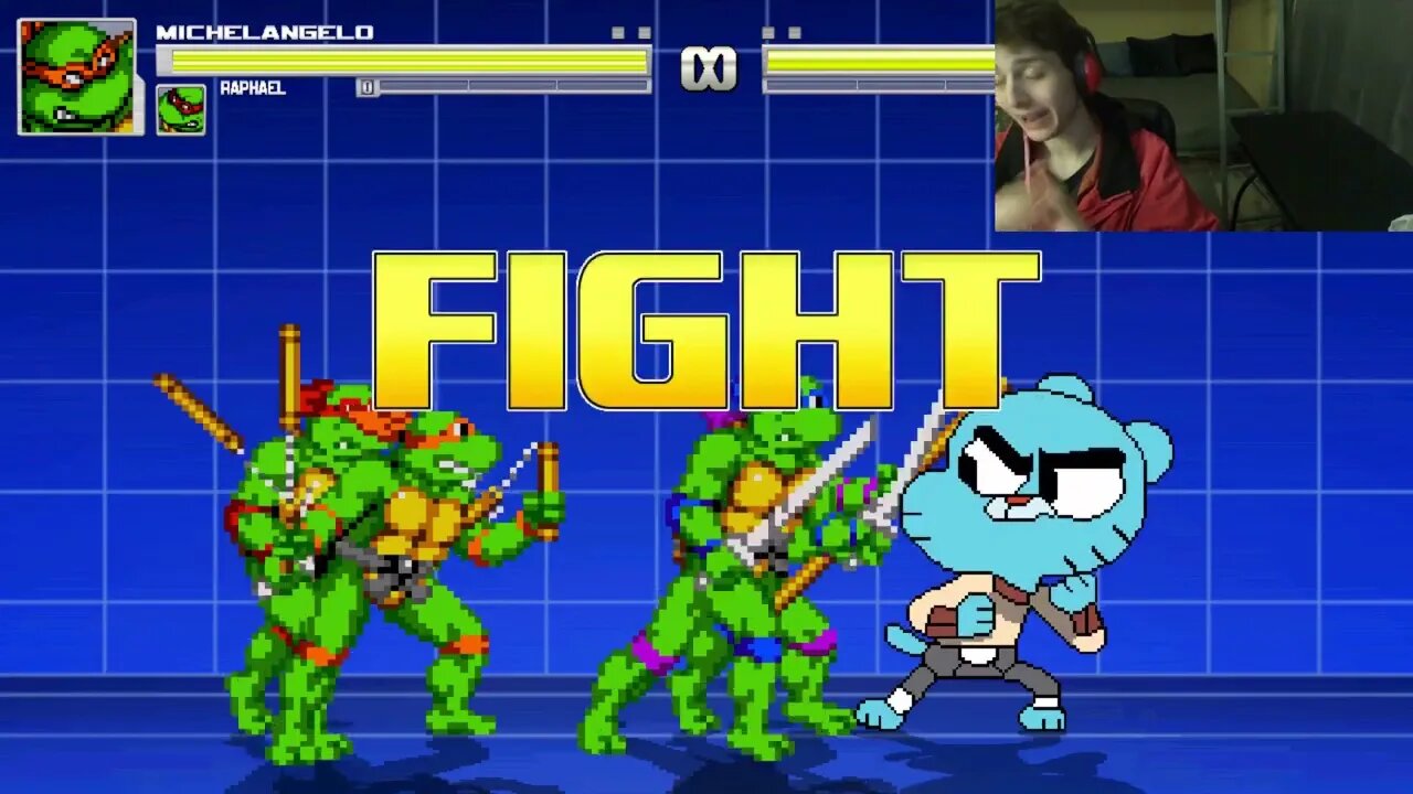 Teenage Mutant Ninja Turtles Characters (Leonardo And Raphael) VS Gumball In An Epic Battle In MUGEN