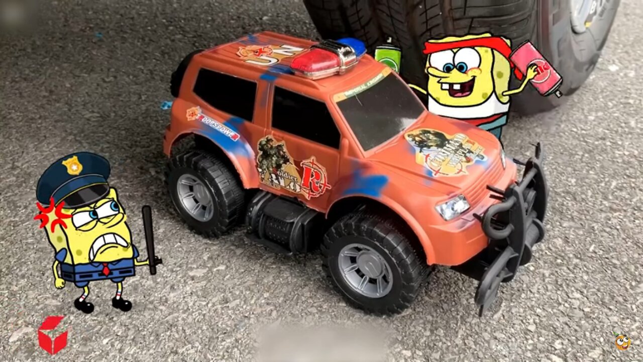 run !! Spongebob is in danger, the wrecker will run over him , spongebob vs crusher car