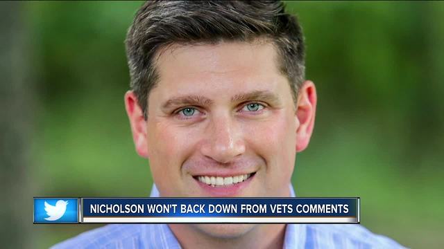 Republican Senate candidate not backing down from comments on veterans