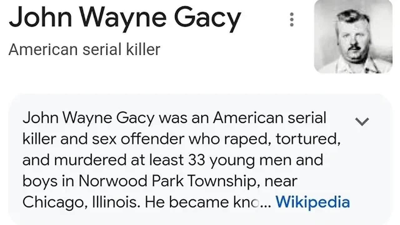 John Wayne Gacy was an American serial killer and sex offender