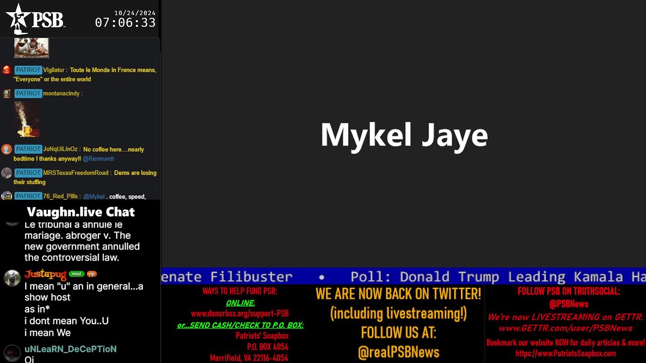 2024-10-24 07:00 EDT - Patriots Soapbox AM: with MykelJaye