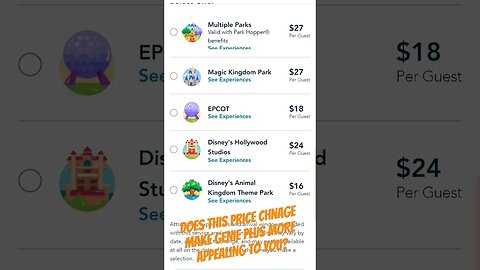 New Prices For Genie Plus Rolled Out Today.