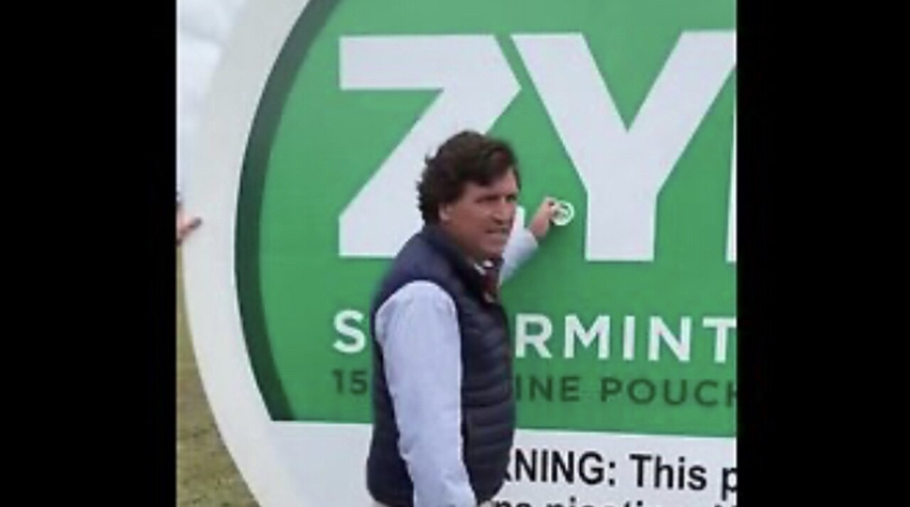The Nelk Boys surprise Tucker Carlson with the largest Zyn tin in the world