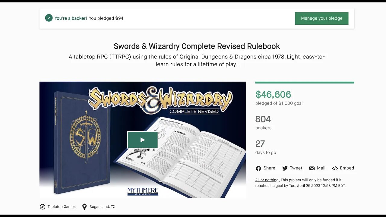 Swords & Wizardry Complete Revised Rulebook Kickstarter by Matt Finch Launches to Great Success