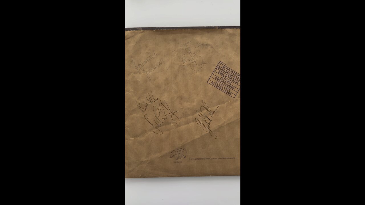 Original Led Zeppelin autographs signed Presence album vinyl