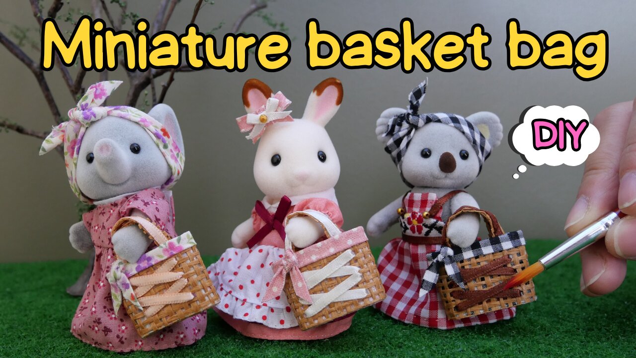 【DIY】Miniature basket bag/ミニチュア🎀かごバッグ /Sylvanian Faimlies/シルバニアファミリー/Calico Critters/ドール小物