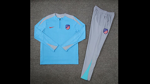 👉🏻⚽️2024/25 Atletico Madrid Adult/Kid Blue Long Sleeve Tracksuit