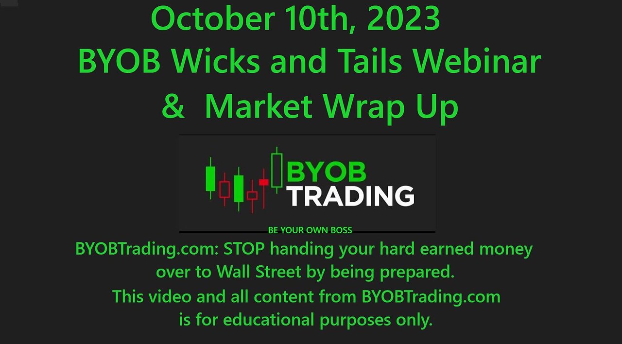 October 10th, 2023 BYOB Wicks and Tails Webinar + Market Wrap Up. For educational purposes only.