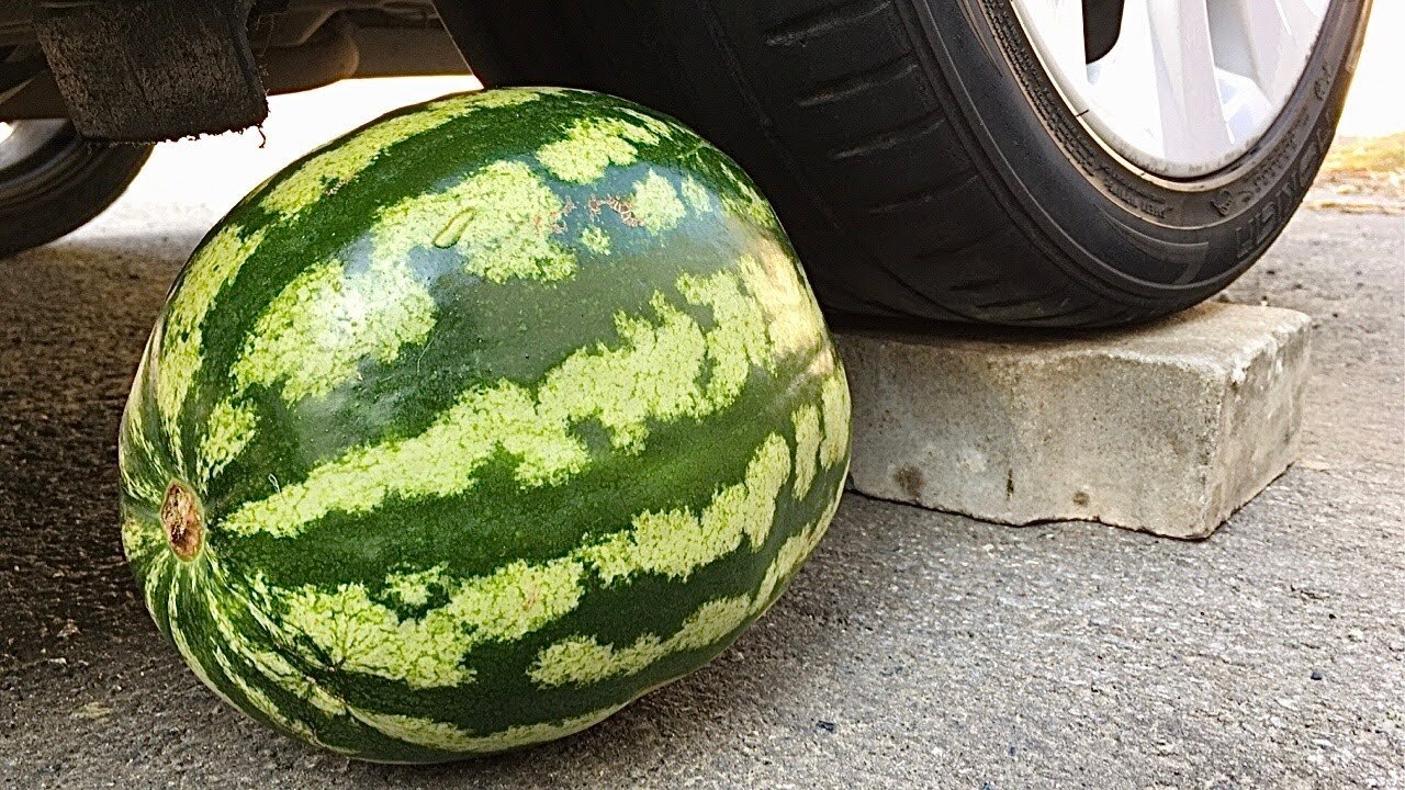 Crushing a Watermelon With a Car - Ouch!