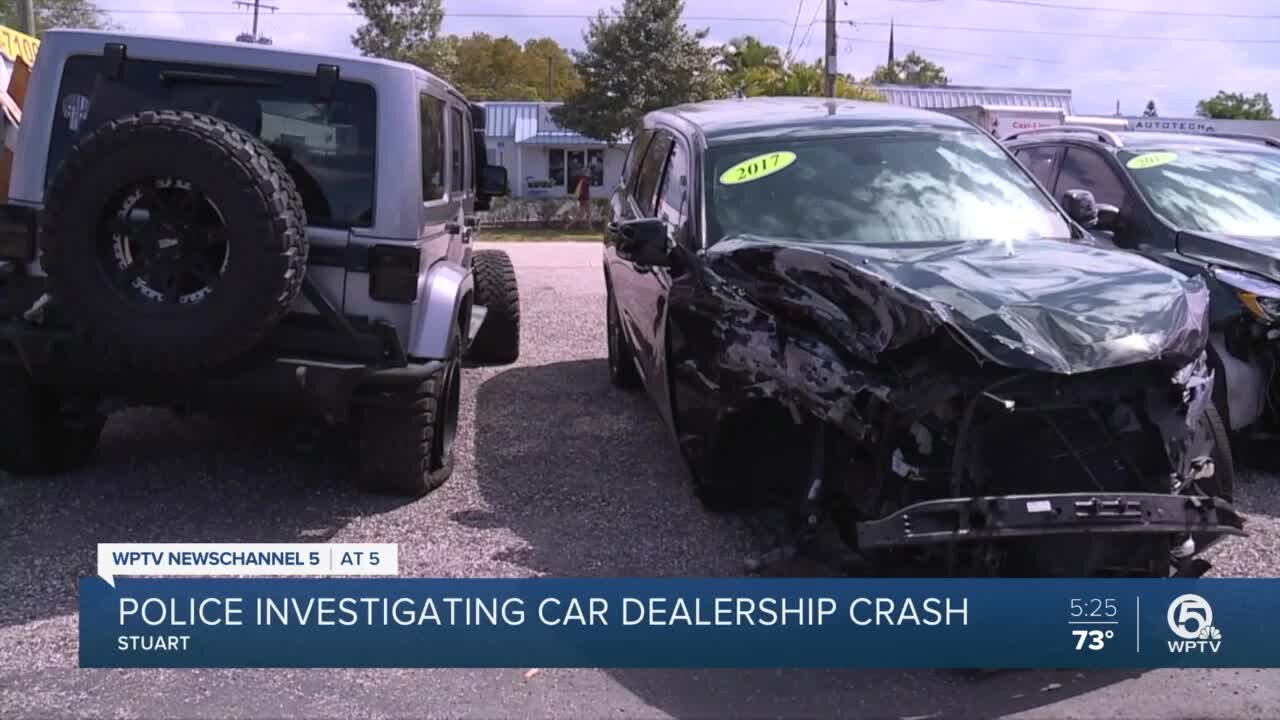 Truck smashes into 4 vehicles at Stuart auto dealership