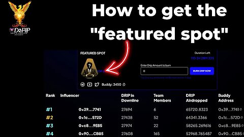 Drip Network how to get featured spot on Dripnetwork.io