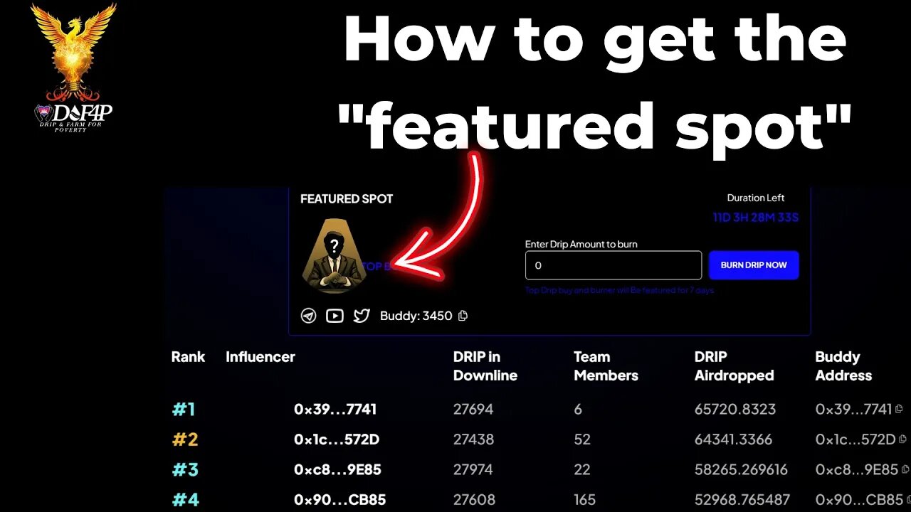 Drip Network how to get featured spot on Dripnetwork.io