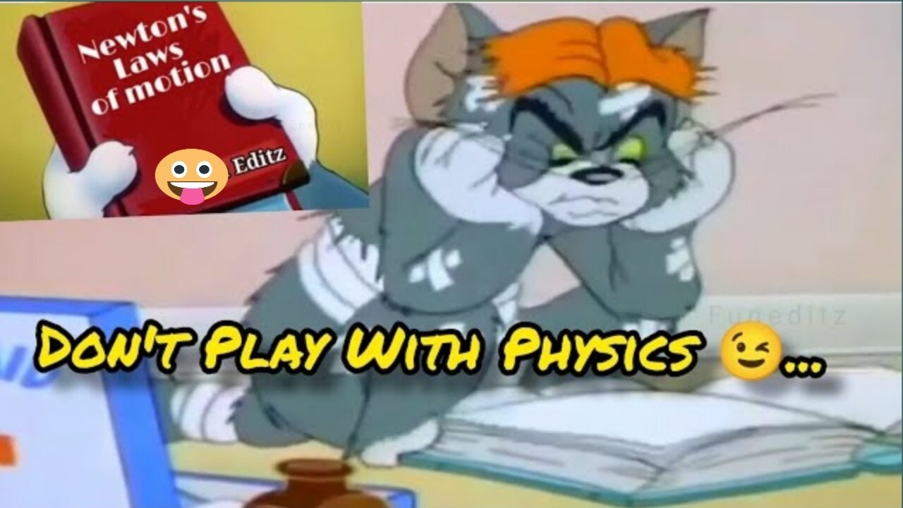 newton's first law at home tom and jerry funny experiment video.