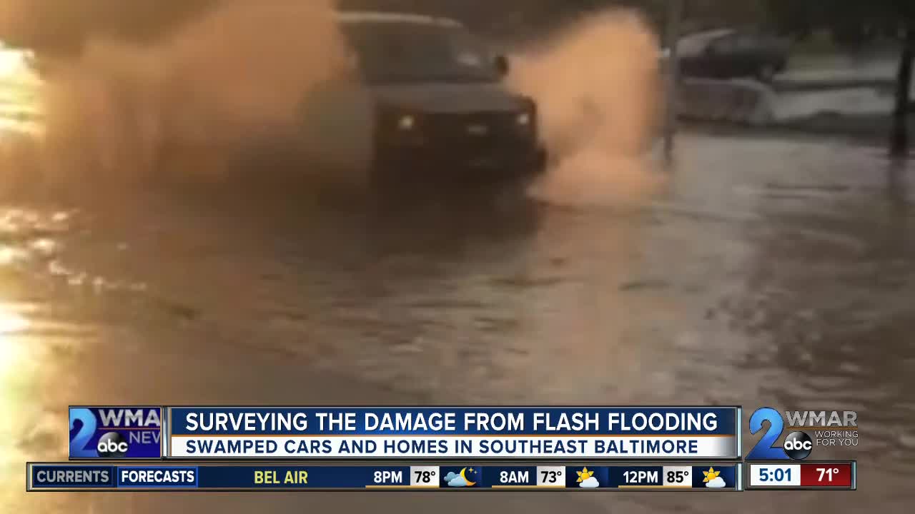 Surveying the damage from flash flooding