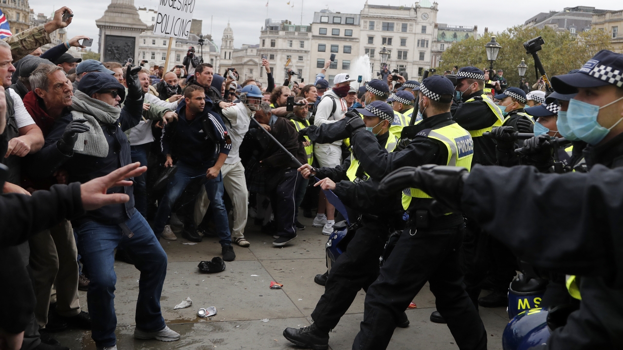 Police Move In As Thousands Protest COVID-19 Restrictions in London