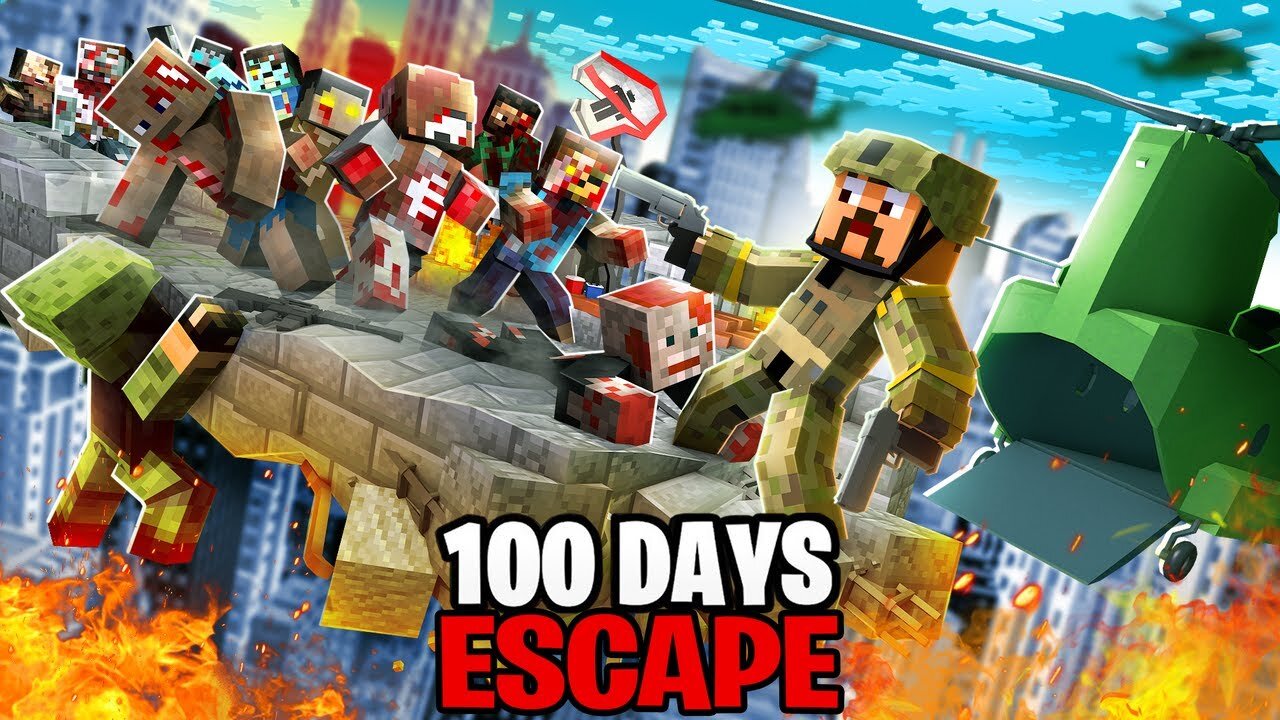 Trapped For 100 Days in a Minecraft Zombie City..