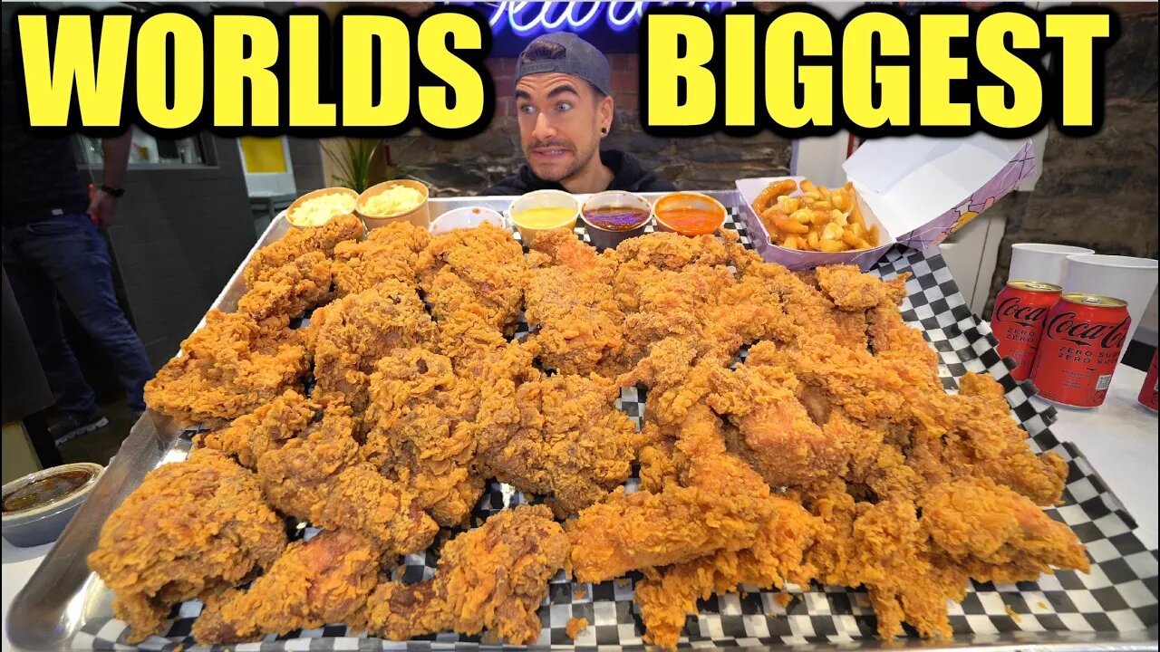 "TRULY INSANE" 40 PIECE FRIED CHICKEN CHALLENGE (World's Biggest) | Joel Hansen