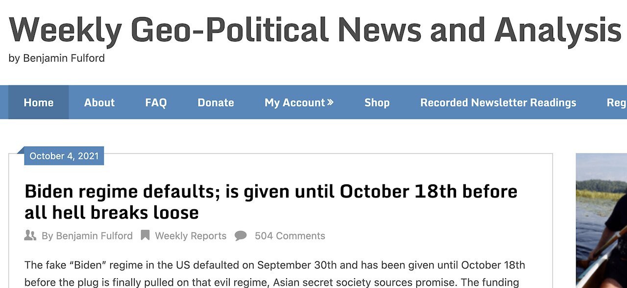 Biden regime defaults; is given until October 18th before all hell breaks loose