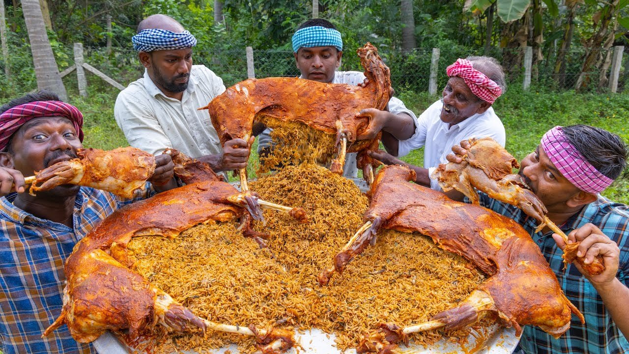 InSide Mutton Biryani | full Goat Mutton Cooking with stuffed Biryani