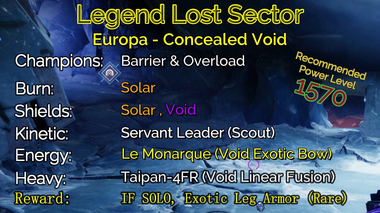 Destiny 2 Legend Lost Sector: Europa - Concealed Void 9-25-22