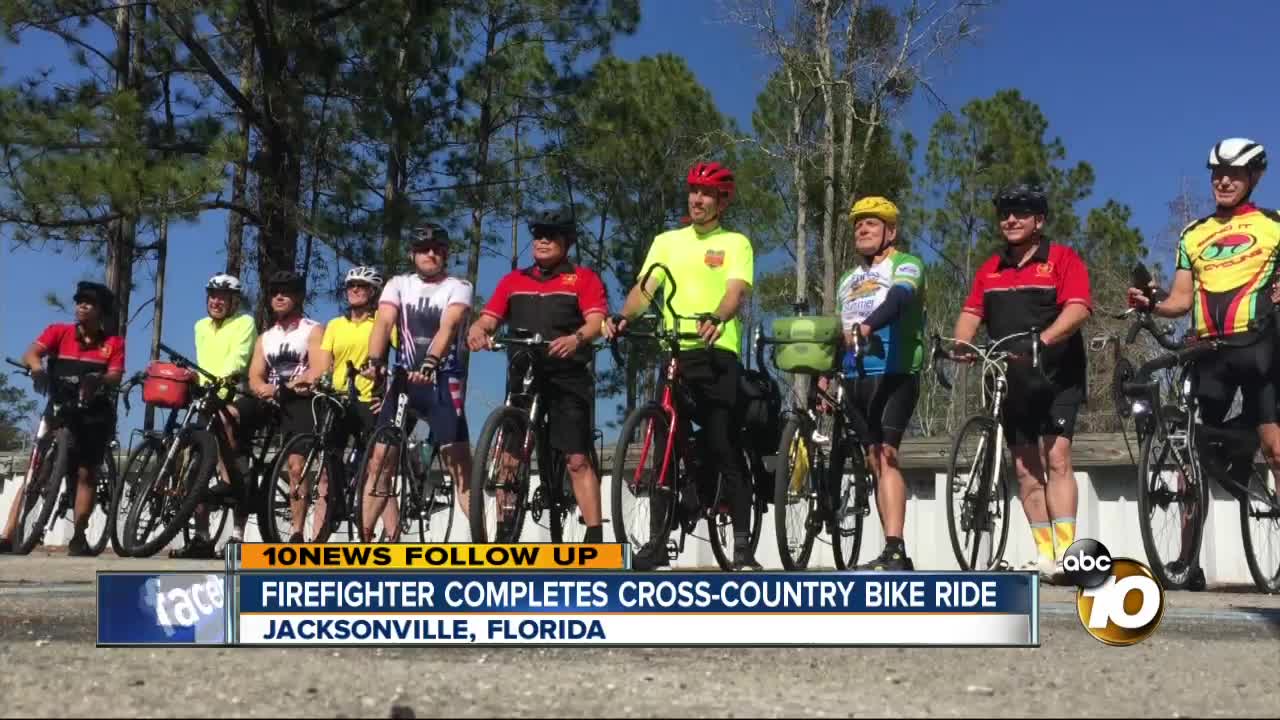 Firefighter completes cross-country bike ride