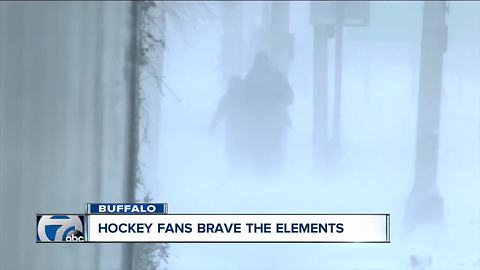 Blizzard conditions didn't stop hockey fans