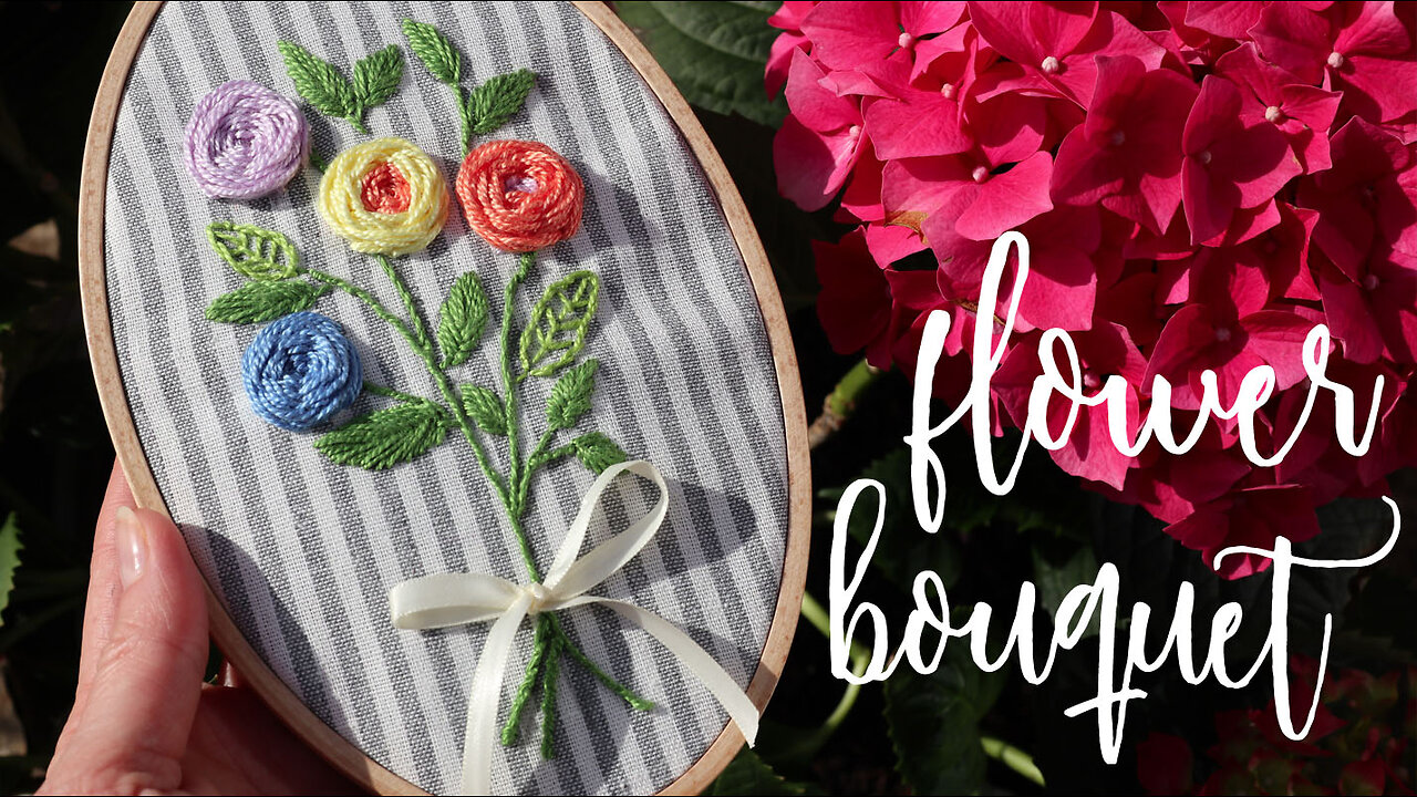 Flower Bouquet • hand embroidery designs • beginners tutorial • Pattern 011 • Bonjour Embroidery