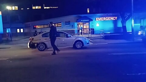 Boston police Towing car in front of Carney Hospital