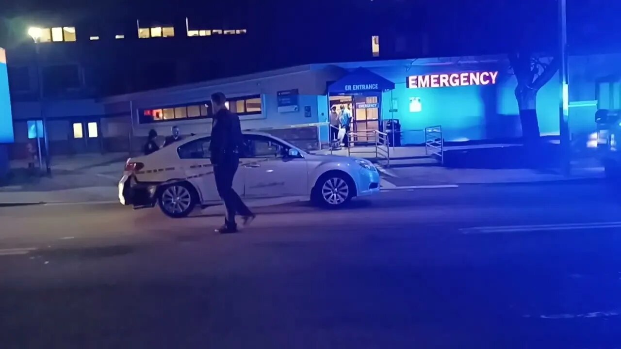 Boston police Towing car in front of Carney Hospital