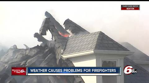 Weather causes problems for firefighters who battled fast moving flames in Carmel, Greenwood