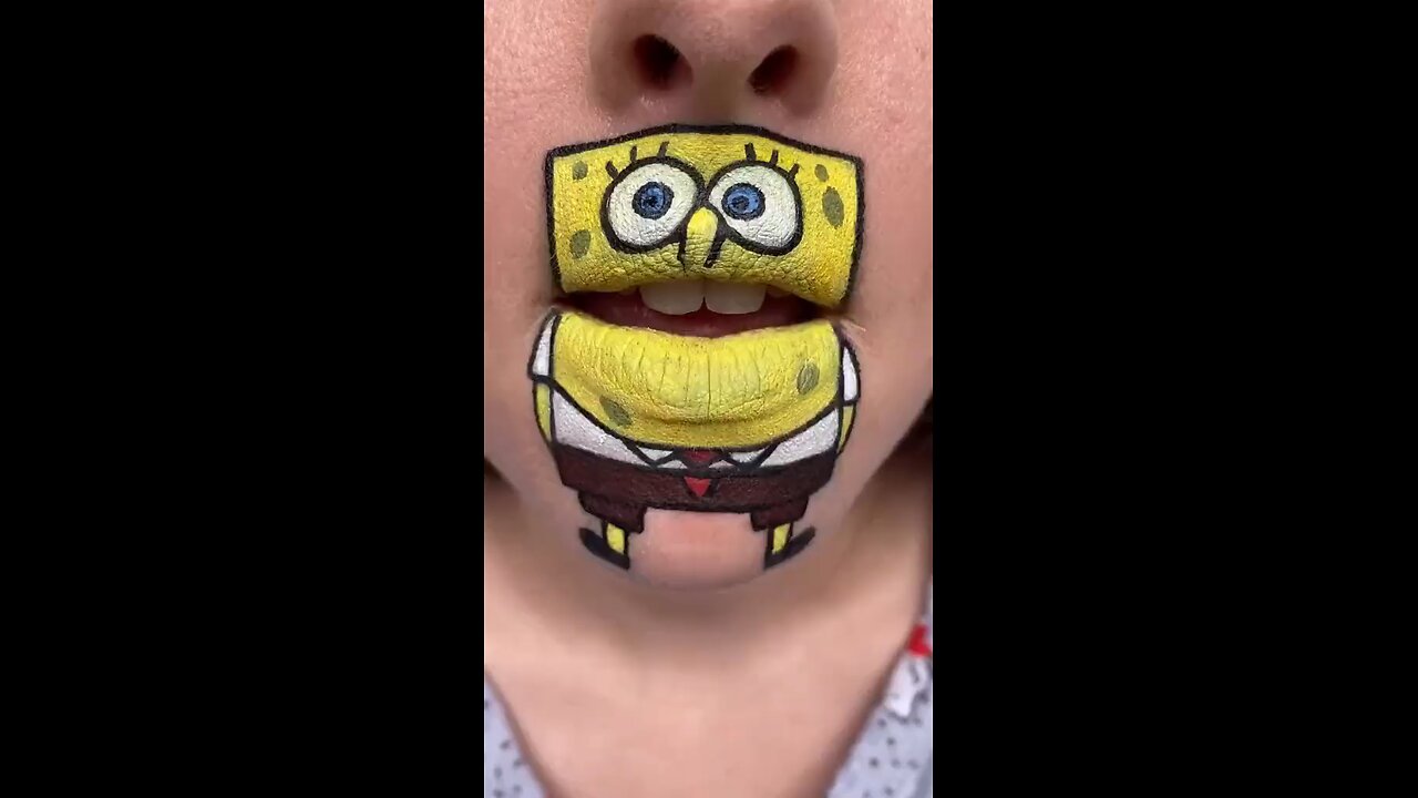 Spongebob cartoon lip sync make up + lip art