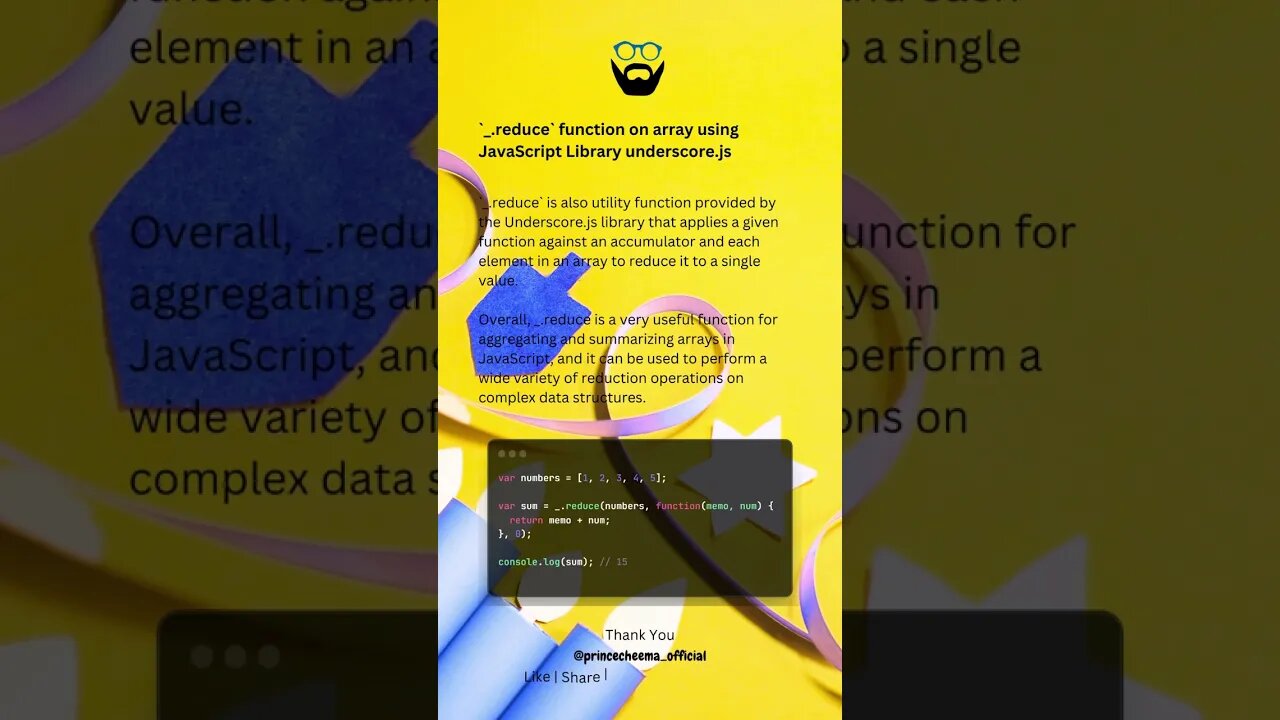 `_.reduce` function on array using JavaScript Library underscore.js ( #shorts )