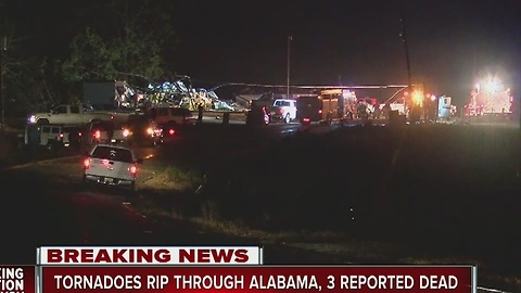 Tornadoes rip through Alabama, 3 reported dead