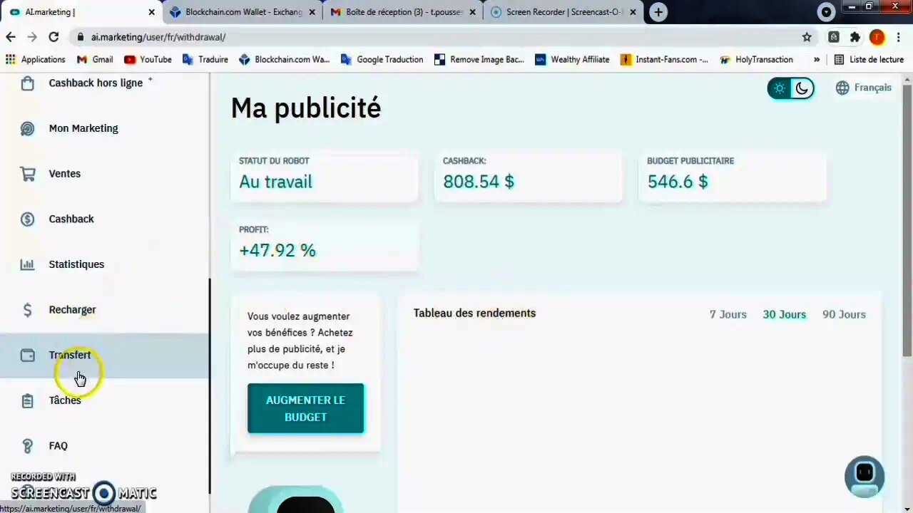 Gagner de l'argent avec le robot automatique