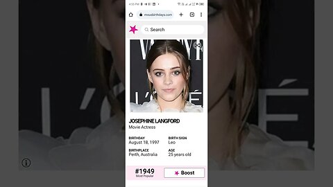 HAPPY 25 YEARS OLD BIRTHDAY JOSEPHINE LANGFORD Movie Actress