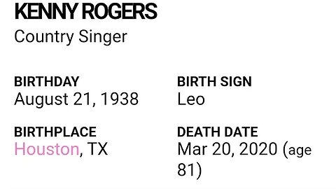 HAPPY BIRTHDAY KENNY ROGERS ( 1938 - 2020 )