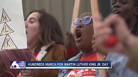 Hundreds march to Statehouse for Martin Luther King Jr. Day