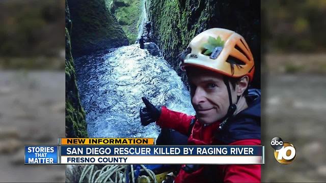 San Diego rescuer killed by raging river